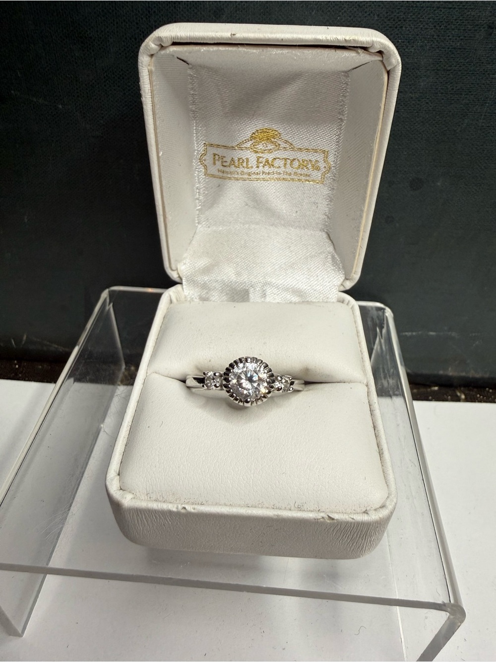 VTG Silver Tone Round Brilliant Cut CZ Ring